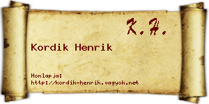 Kordik Henrik névjegykártya