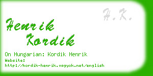 henrik kordik business card